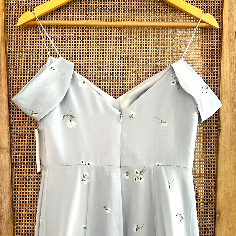 Jenny Yoo Bridesmaid Priya Dress size 0 Baby Blue Periwinkle Color White flower - Picture 7 of 12